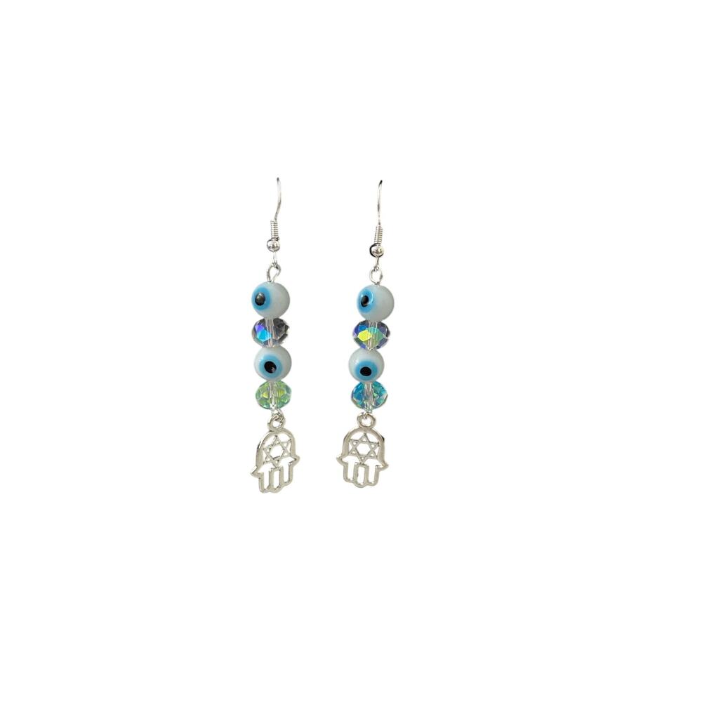 hamsa earrings silver tone